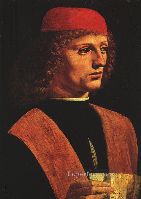 音楽家レオナルド・ダ・ヴィンチの肖像油絵